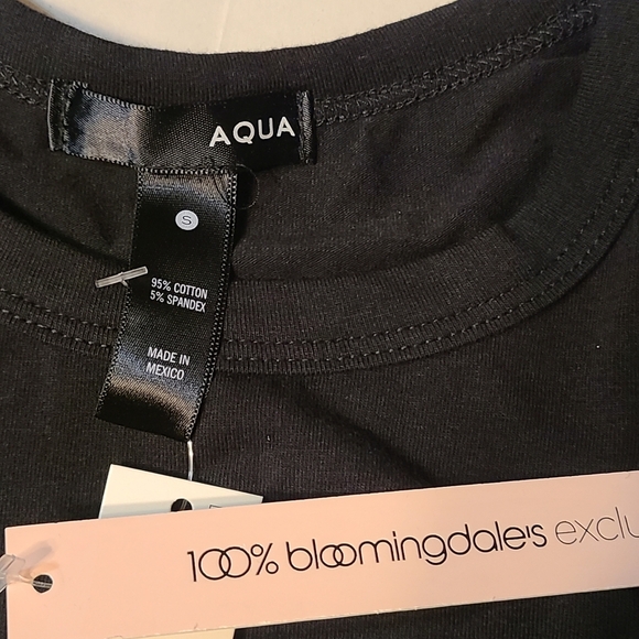Aqua Classic Black Women's Top Small Runched Short Sleeve NWT - Picture 4 of 10